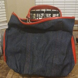 Stylish Denim and Red Men's Bag
